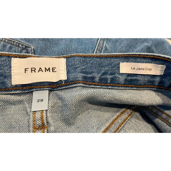 Frame Le Jane Crop Jeans Straight Leg Meadow Raw Hem Size 29 - Picture 4 of 5